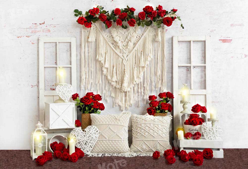 Kate Valentine's Day Backdrop Boho Rose Candle Designed by Emetselch