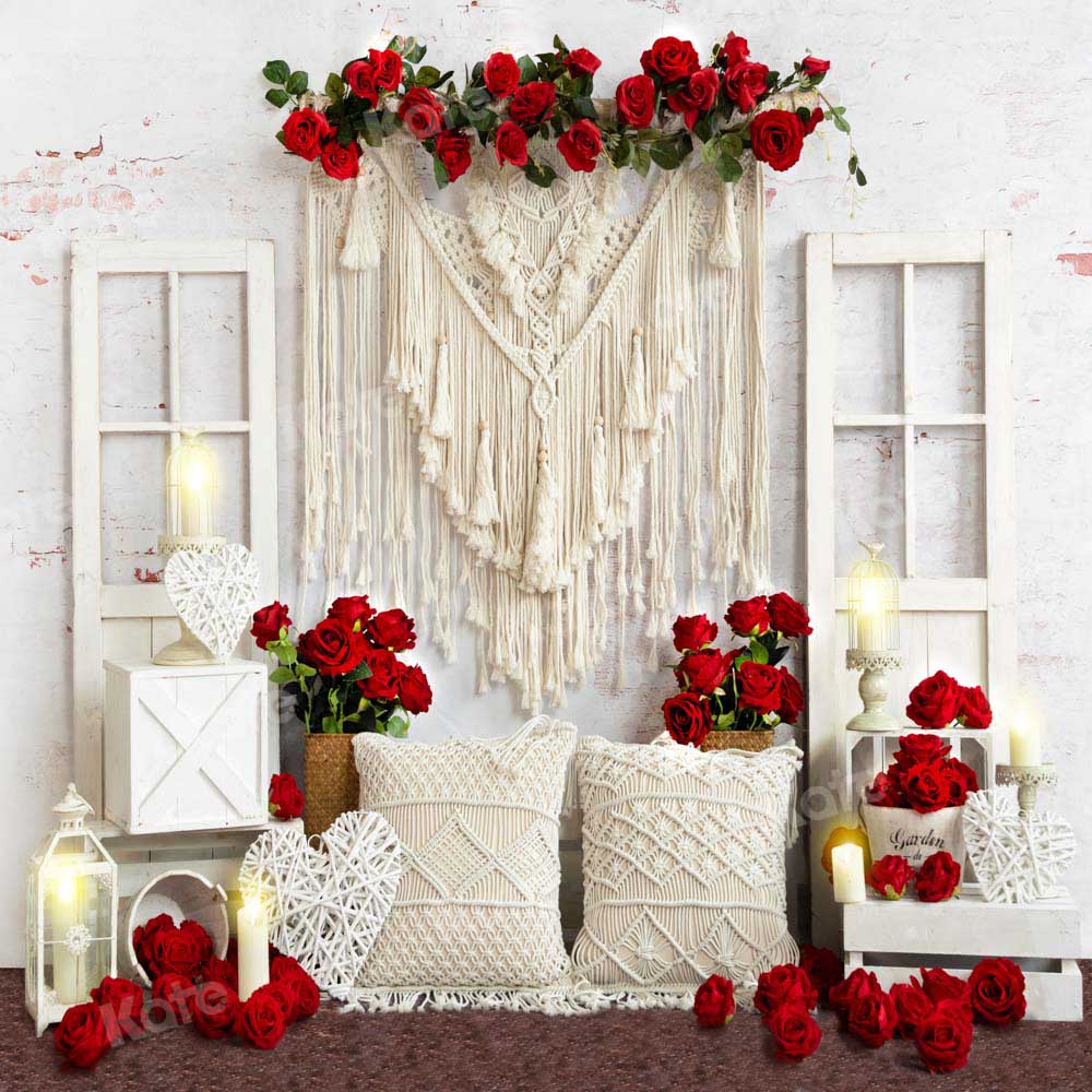 Kate Valentine's Day Backdrop Boho Rose Candle Designed by Emetselch