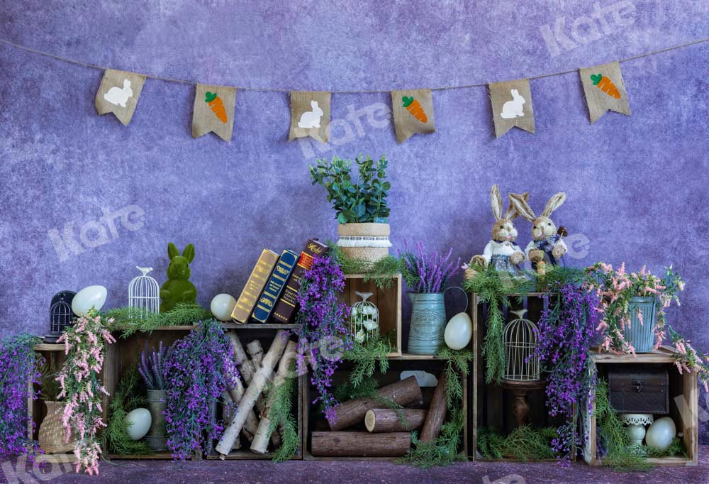 Kate Easter Backdrop Purple Flowers Designed by Emetselch - Kate Backdrop AU