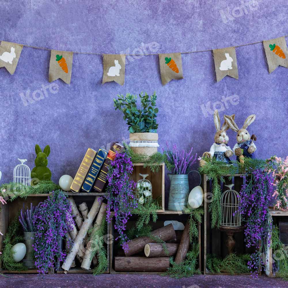 Kate Easter Backdrop Purple Flowers Designed by Emetselch - Kate Backdrop AU
