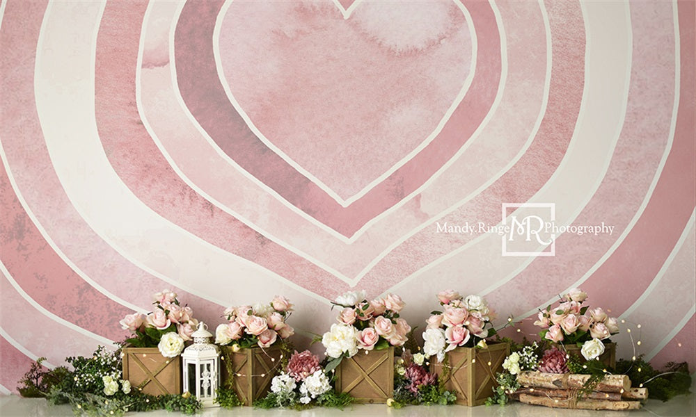 Kate Watercolor Valentine Backdrop Heart Roses Designed by Mandy Ringe Photography - Kate Backdrop AU