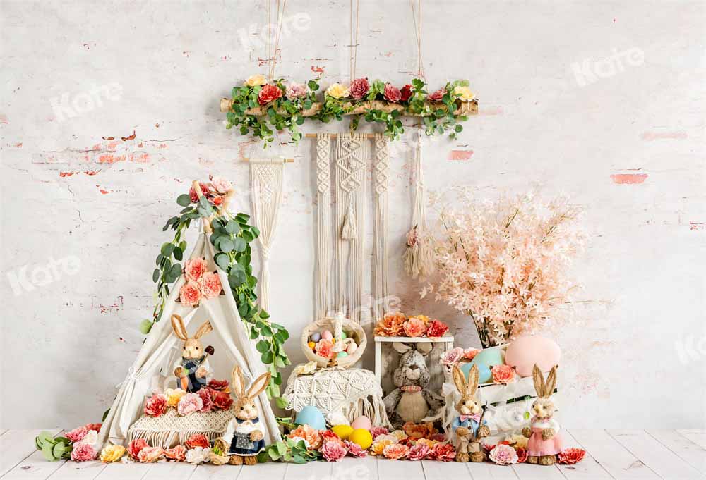 Kate Spring/Easter Bunny Backdrop Boho Designed by Emetselch