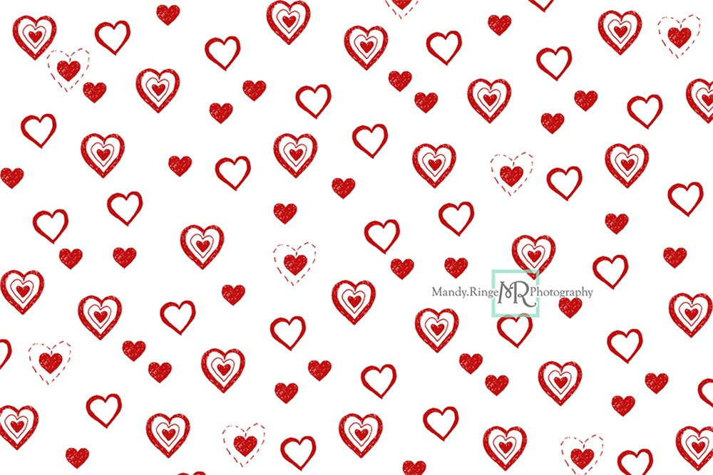 Kate Valentine's Heart Backdrop Red Doodles Designed by Mandy Ringe Photography - Kate Backdrop AU