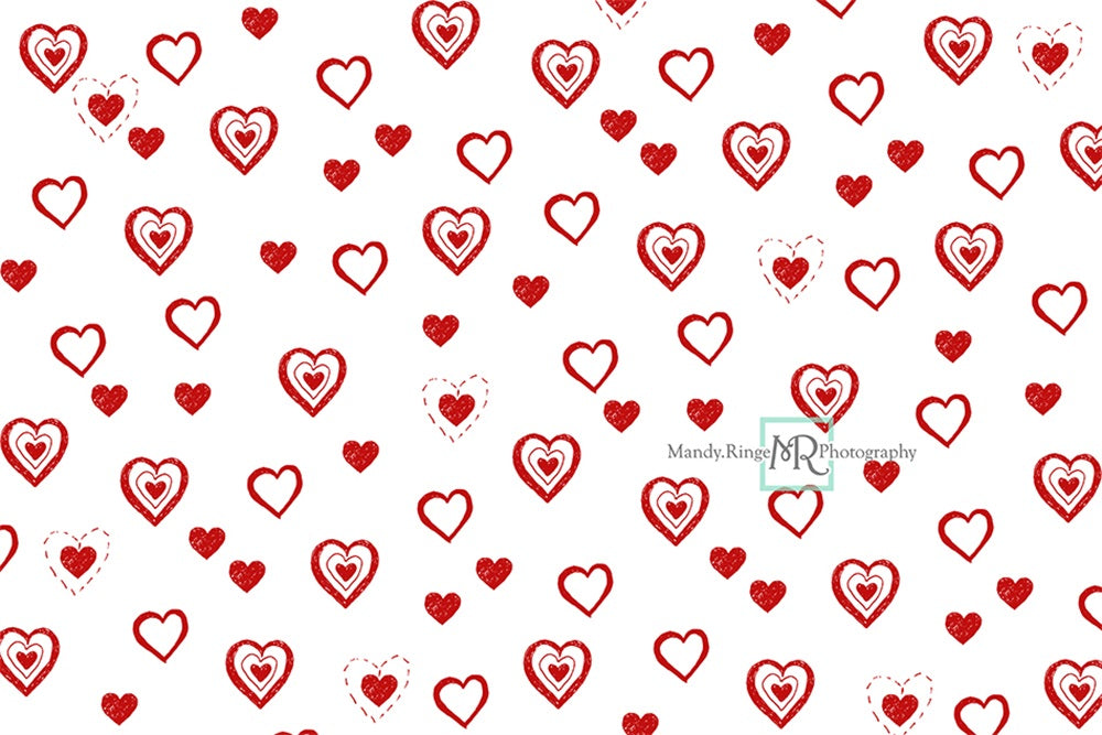 Kate Valentine's Heart Backdrop Red Doodles Designed by Mandy Ringe Photography