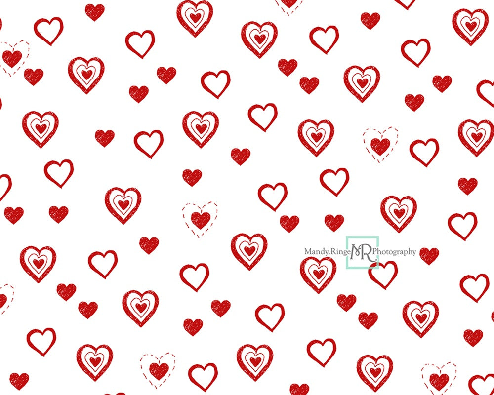 Kate Valentine's Heart Backdrop Red Doodles Designed by Mandy Ringe Photography - Kate Backdrop AU