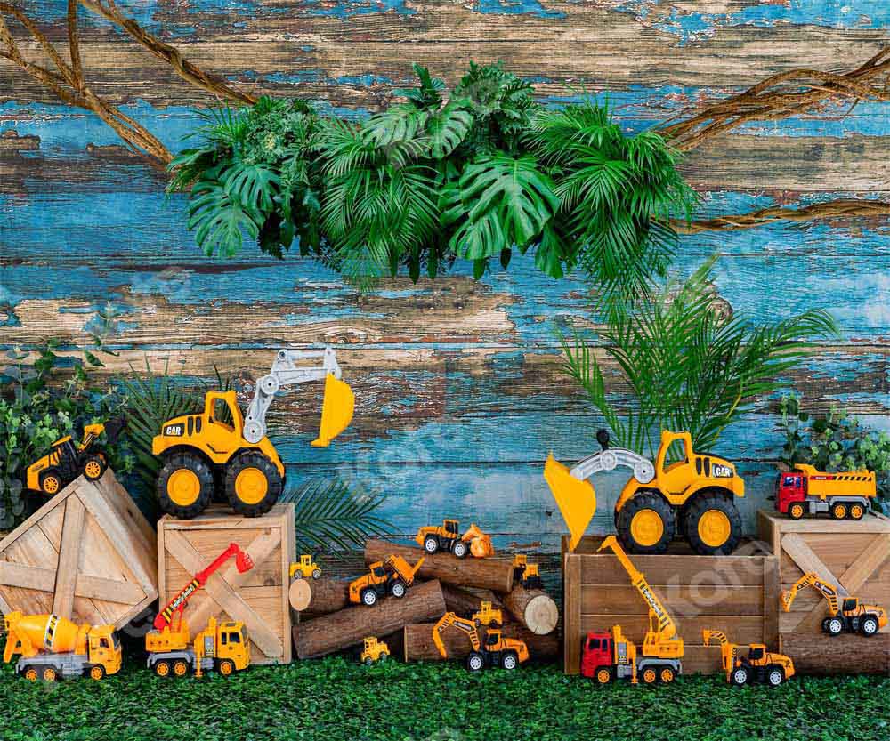 Kate Child Excavator Summer Backdrop Cake Smash Designed by Emetselch - Kate Backdrop AU