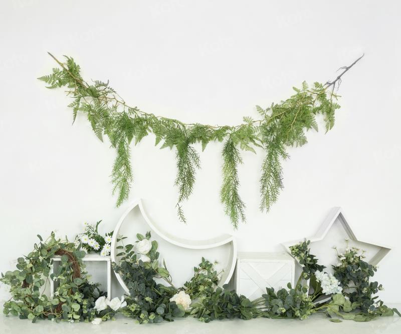 Kate Green Plants Spring Backdrop White for Photography