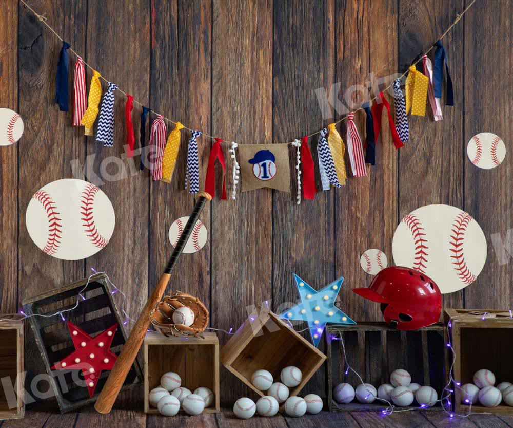 Kate Baseball Lantern Backdrop Deep Wood Grain Designed by Emetselch