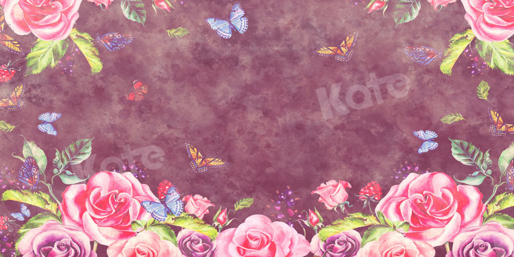 Kate Flowers Butterflies Backdrop Abstract Texture Designed by Chain Photography