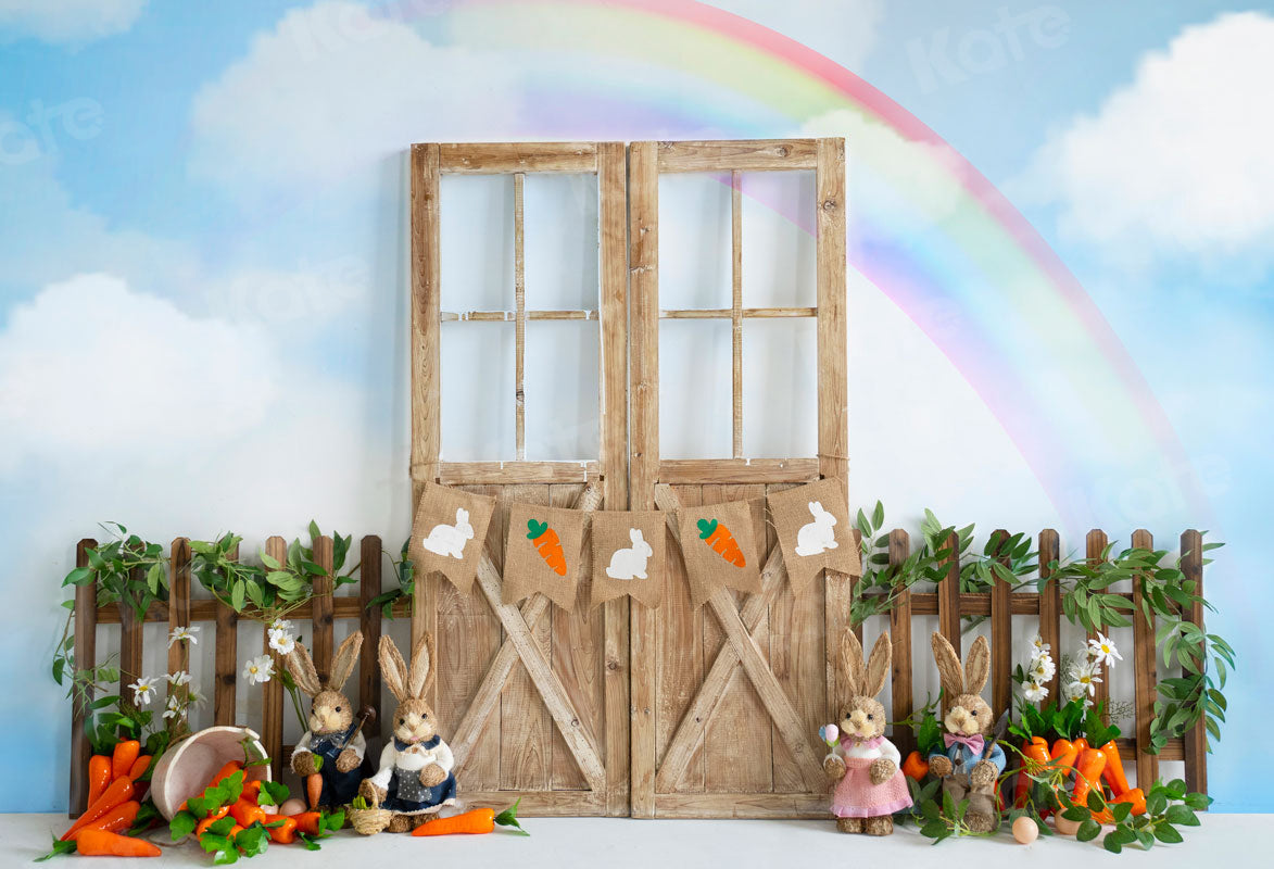 Kate Easter Backdrop Bunny Rainbow Blue Sky for Photography - Kate Backdrop AU
