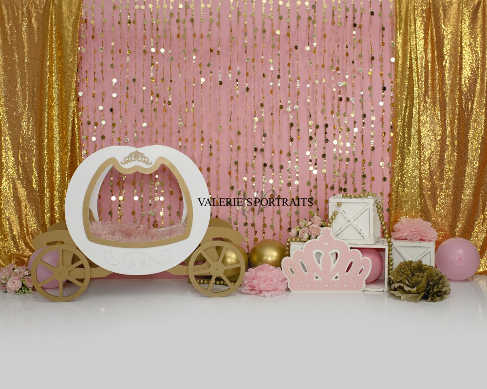 Kate Pink Princess Backdrop Cake Smash Glitter Designed by Valerie Miranda - Kate Backdrop AU
