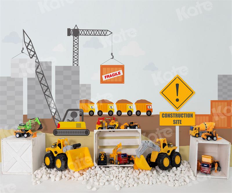 Kate Construction Site Backdrop Kids Toys for Photography