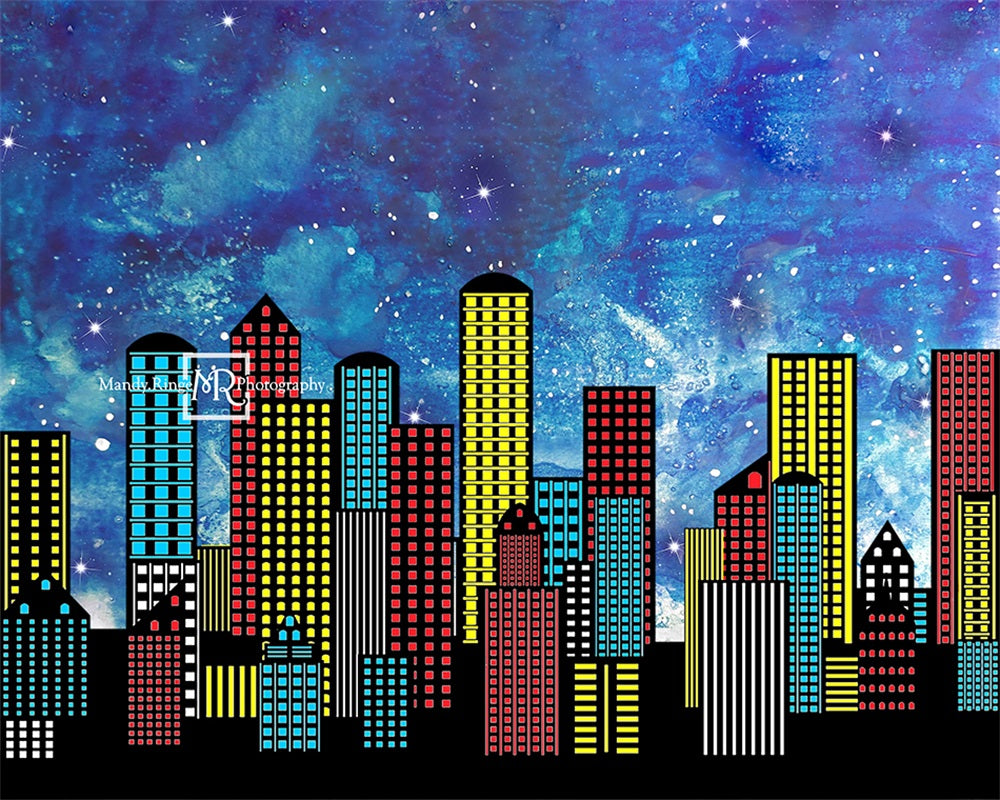 Kate Superhero City Backdrop Designed by Mandy Ringe Photography