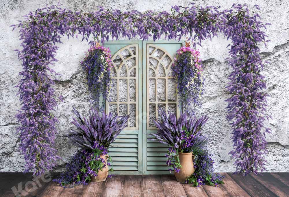 Kate Spring Purple Flower Backdrop Room Door Designed by Emetselch