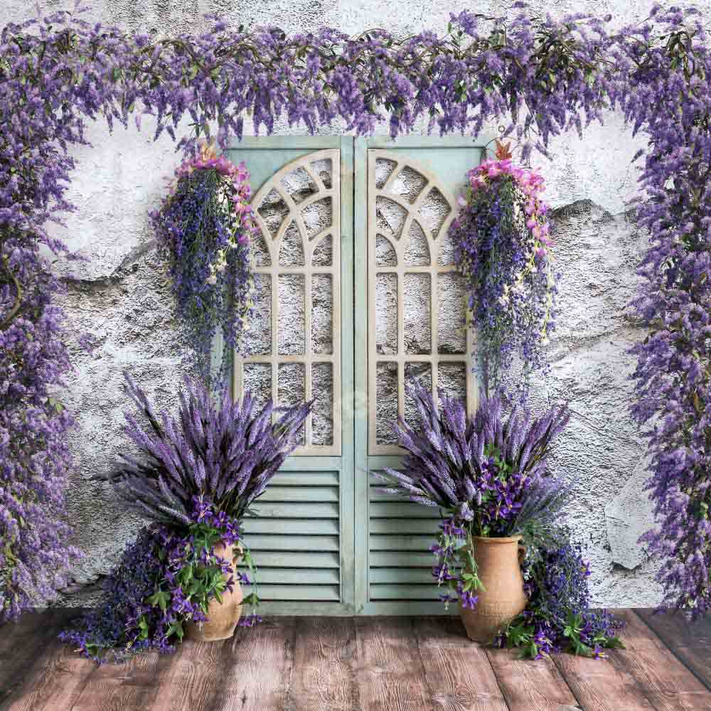 Kate Spring Purple Flower Backdrop Room Door Designed by Emetselch