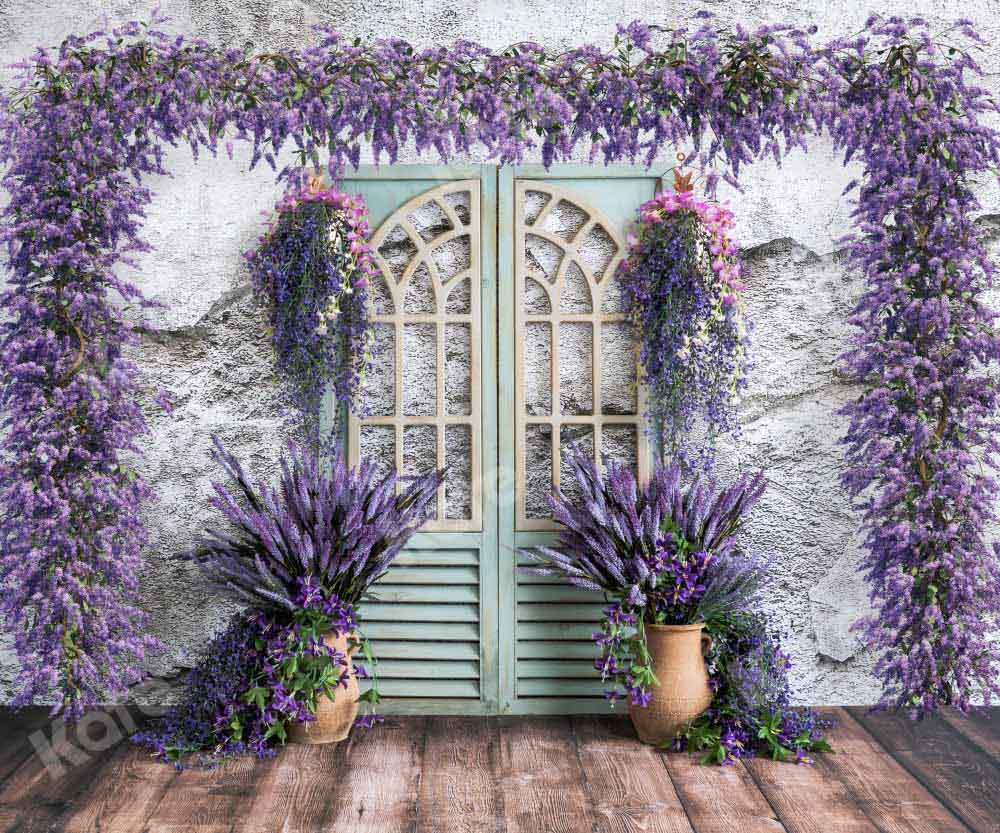 Kate Spring Purple Flower Backdrop Room Door Designed by Emetselch