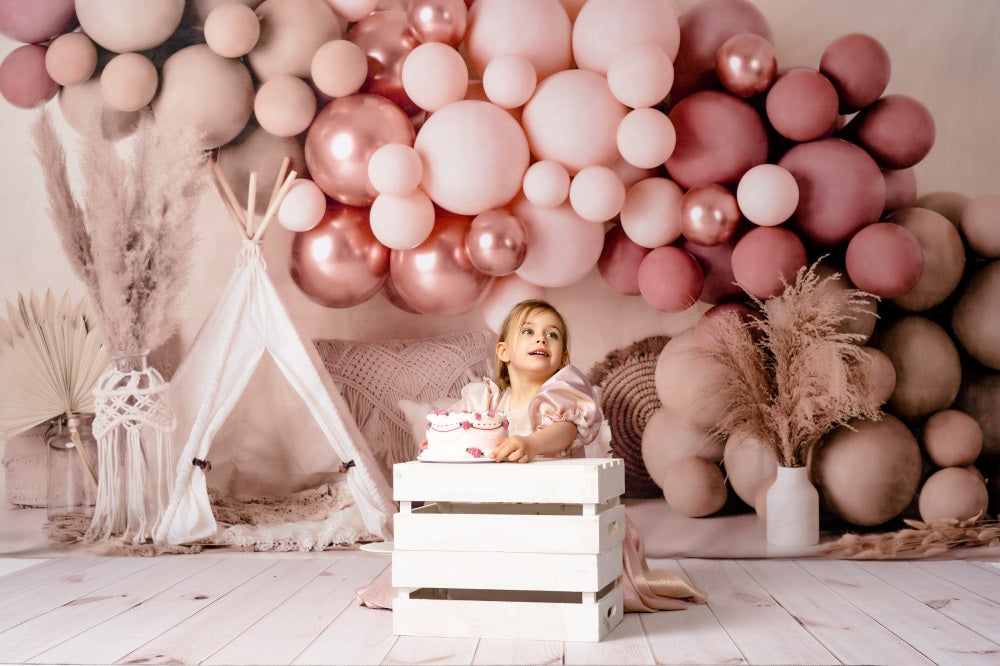 Kate Boho Balloons Tent Spring Backdrop Designed by Mandy Ringe Photography