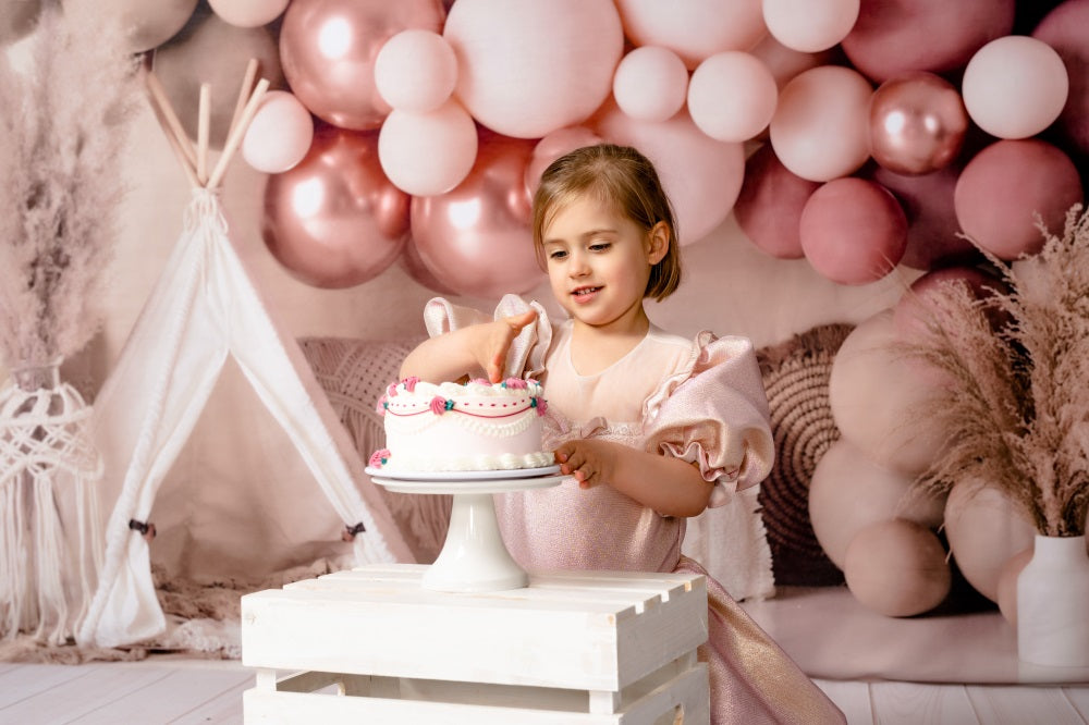 Kate Boho Balloons Tent Spring Backdrop Designed by Mandy Ringe Photography - Kate Backdrop AU