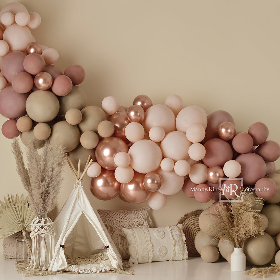 Kate Boho Balloons Tent Spring Backdrop Designed by Mandy Ringe Photography