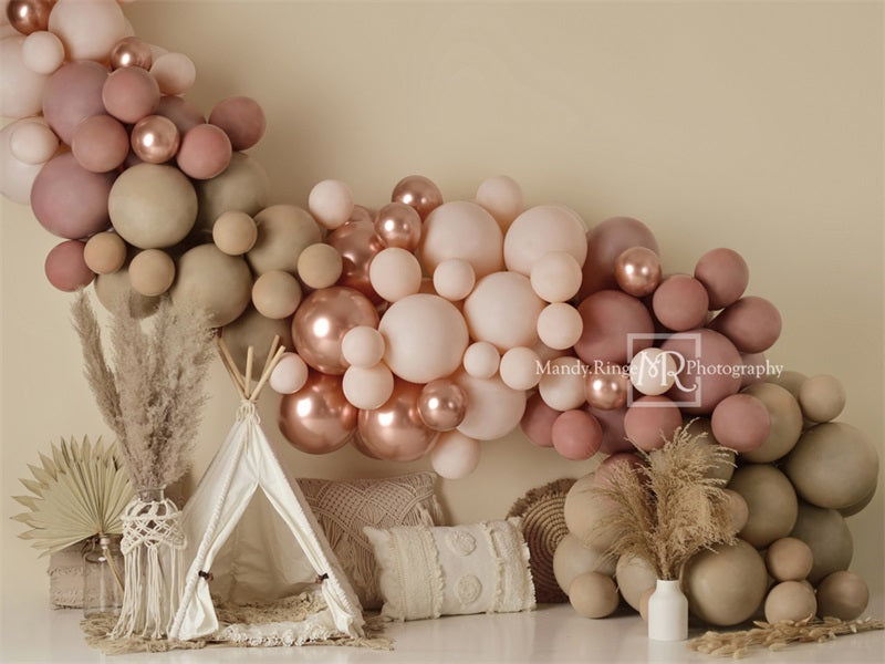 Kate Boho Balloons Tent Spring Backdrop Designed by Mandy Ringe Photography