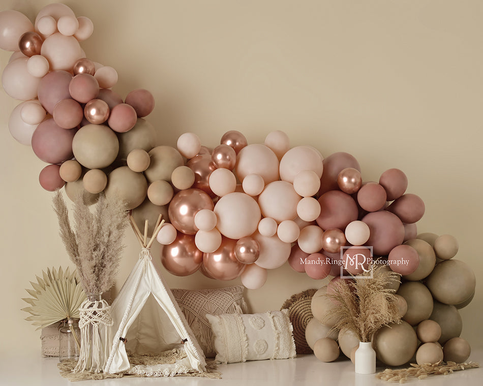 Kate Boho Balloons Tent Spring Backdrop Designed by Mandy Ringe Photography