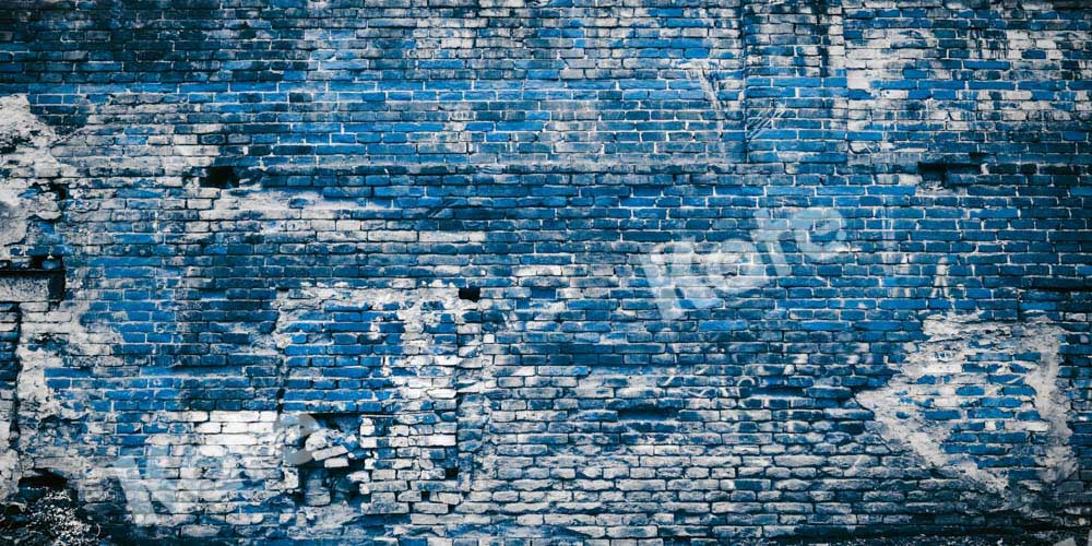 Kate Blue Vintage Brick Wall Backdrop Designed by Chain Photography