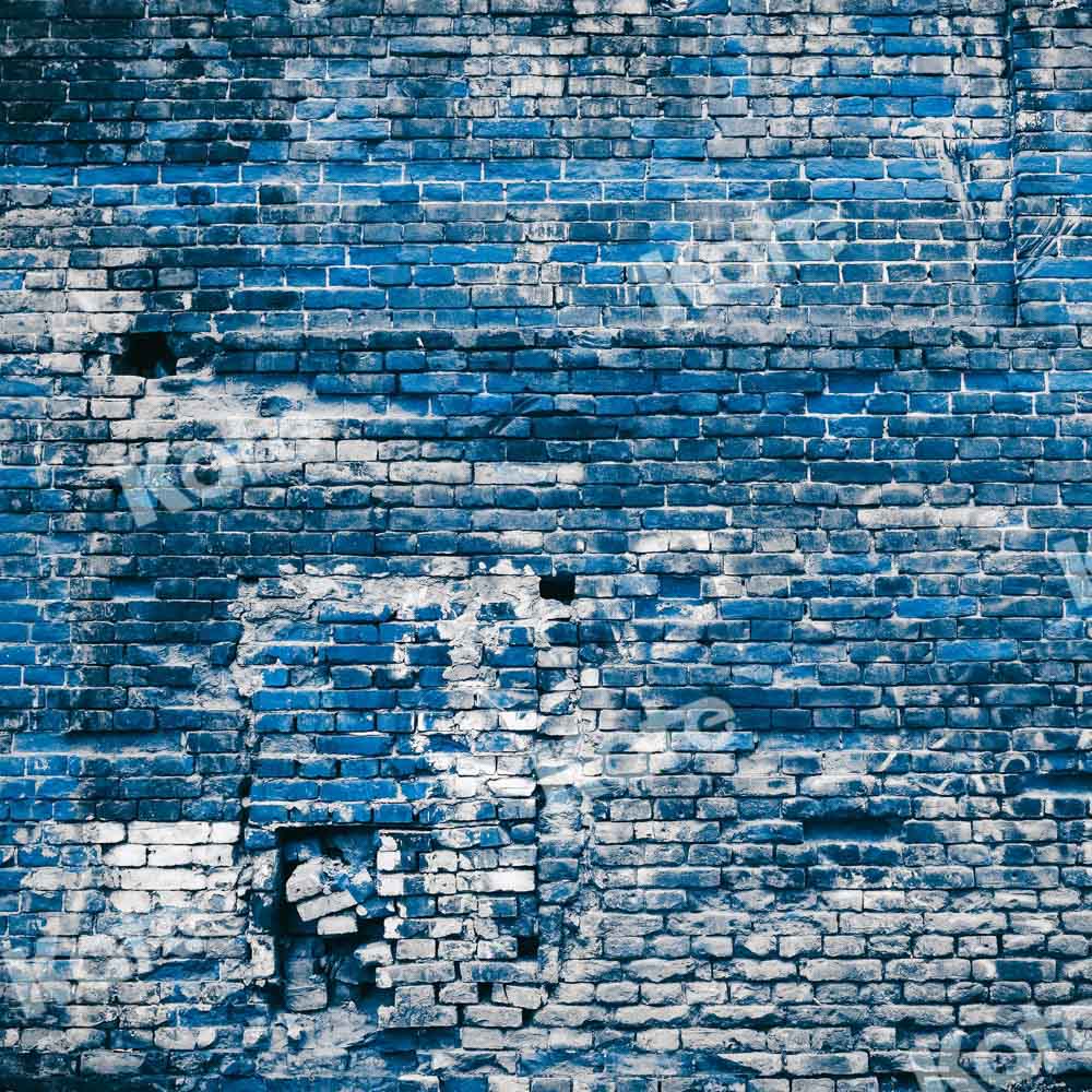 Kate Blue Vintage Brick Wall Backdrop Designed by Chain Photography