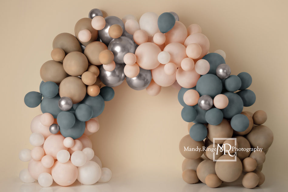 Kate Boho Balloon Arch Backdrop Matte Blue Pink Designed by Mandy Ringe Photography - Kate Backdrop AU