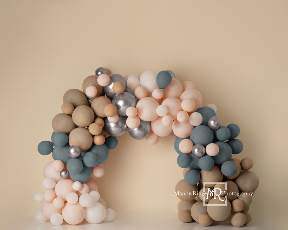 Kate Boho Balloon Arch Backdrop Matte Blue Pink Designed by Mandy Ringe Photography