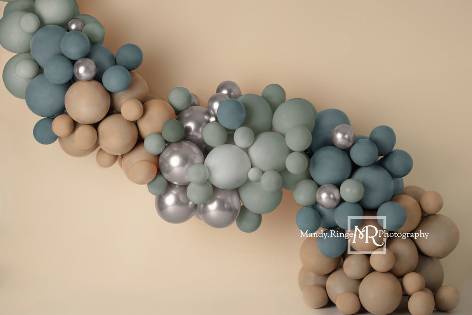 Kate Matte Blue Boho Backdrop Balloon Garland Designed by Mandy Ringe Photography - Kate Backdrop AU