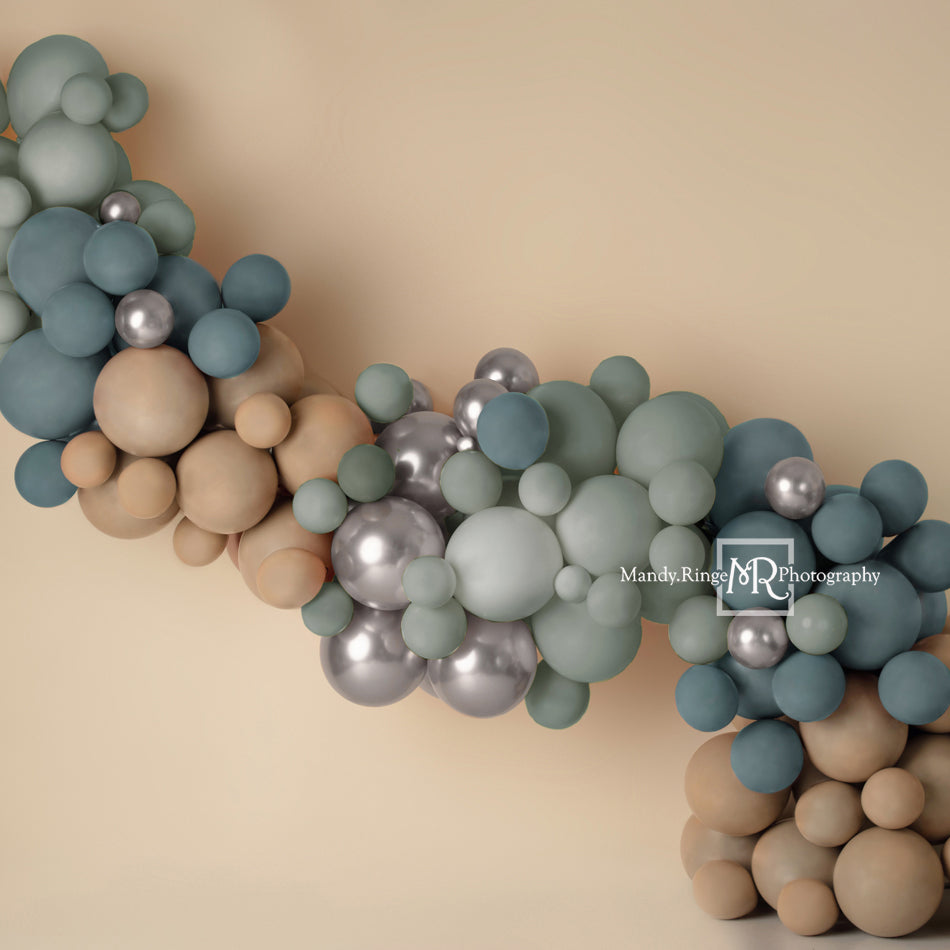 Kate Matte Blue Boho Backdrop Balloon Garland Designed by Mandy Ringe Photography - Kate Backdrop AU