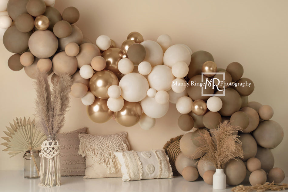 Kate Matte Boho Balloons Backdrop Macrame Pillows Designed by Mandy Ringe Photography - Kate Backdrop AU