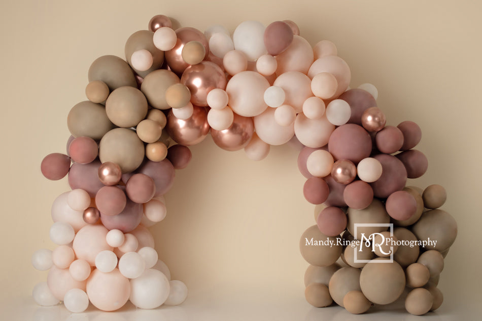 Kate Pink Balloon Arch Backdrop Boho Matte Designed by Mandy Ringe Photography - Kate Backdrop AU