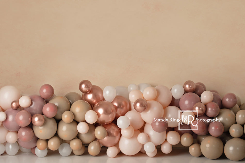 Kate Boho Balloons Backdrop Matte Pink Designed by Mandy Ringe Photography