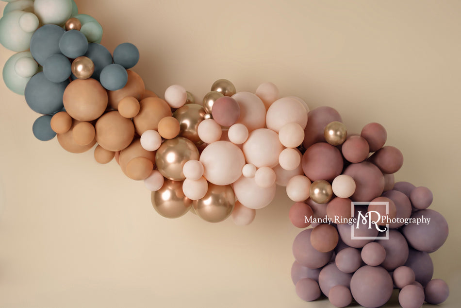 Kate Boho Balloon Garland Backdrop Matte Rainbow Designed by Mandy Ringe Photography - Kate Backdrop AU