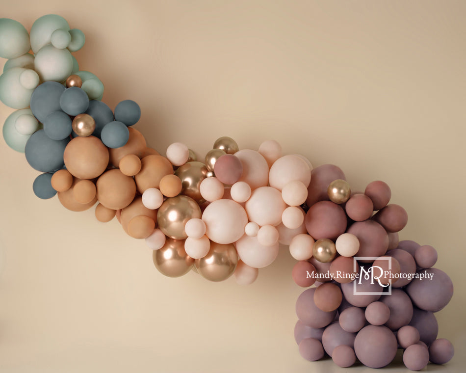 Kate Boho Balloon Garland Backdrop Matte Rainbow Designed by Mandy Ringe Photography - Kate Backdrop AU