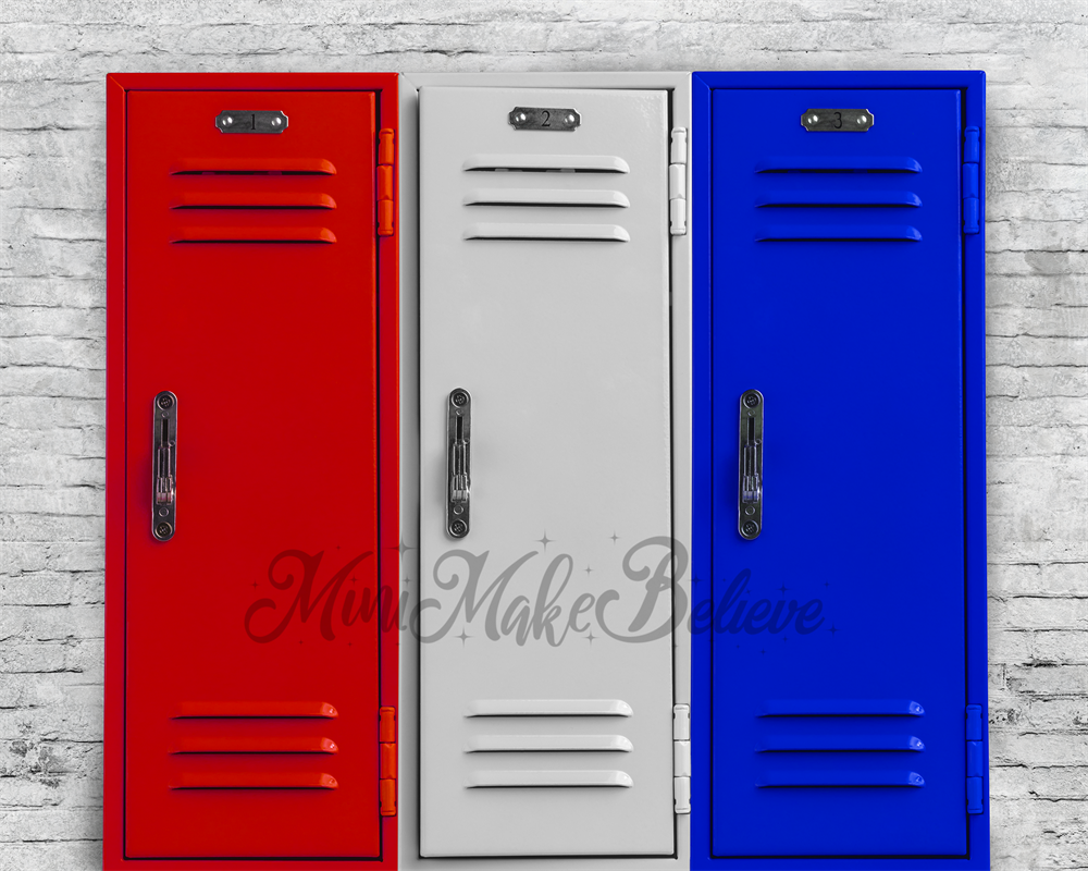 Kate Colorful School Backdrop Gym Lockers Designed by Mini MakeBelieve - Kate Backdrop AU