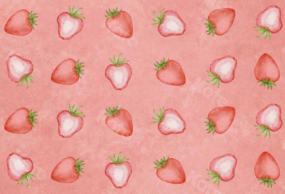 Kate Spring Backdrop Strawberry Watercolor Designed by Chain Photography