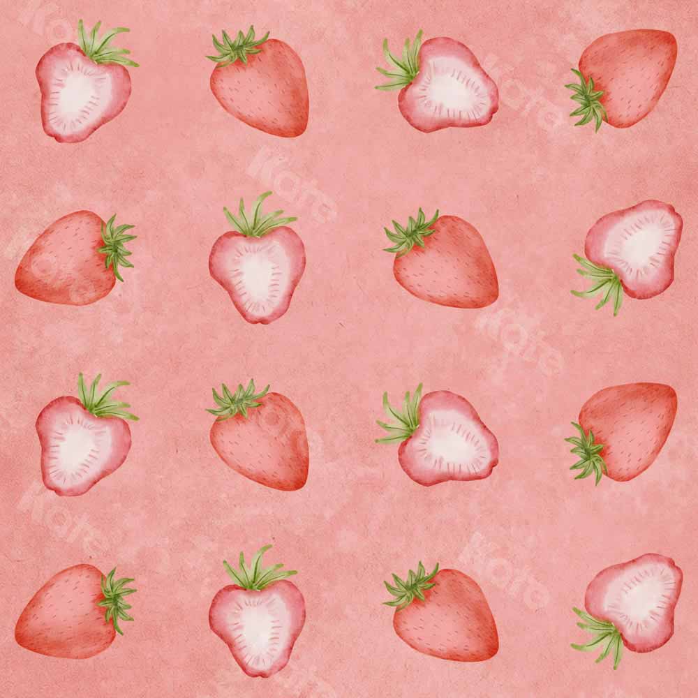 Kate Spring Backdrop Strawberry Watercolor Designed by Chain Photography