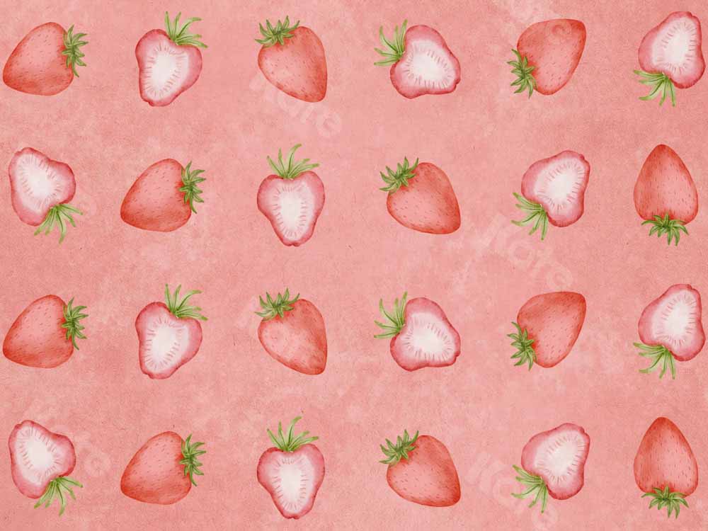 Kate Spring Backdrop Strawberry Watercolor Designed by Chain Photography