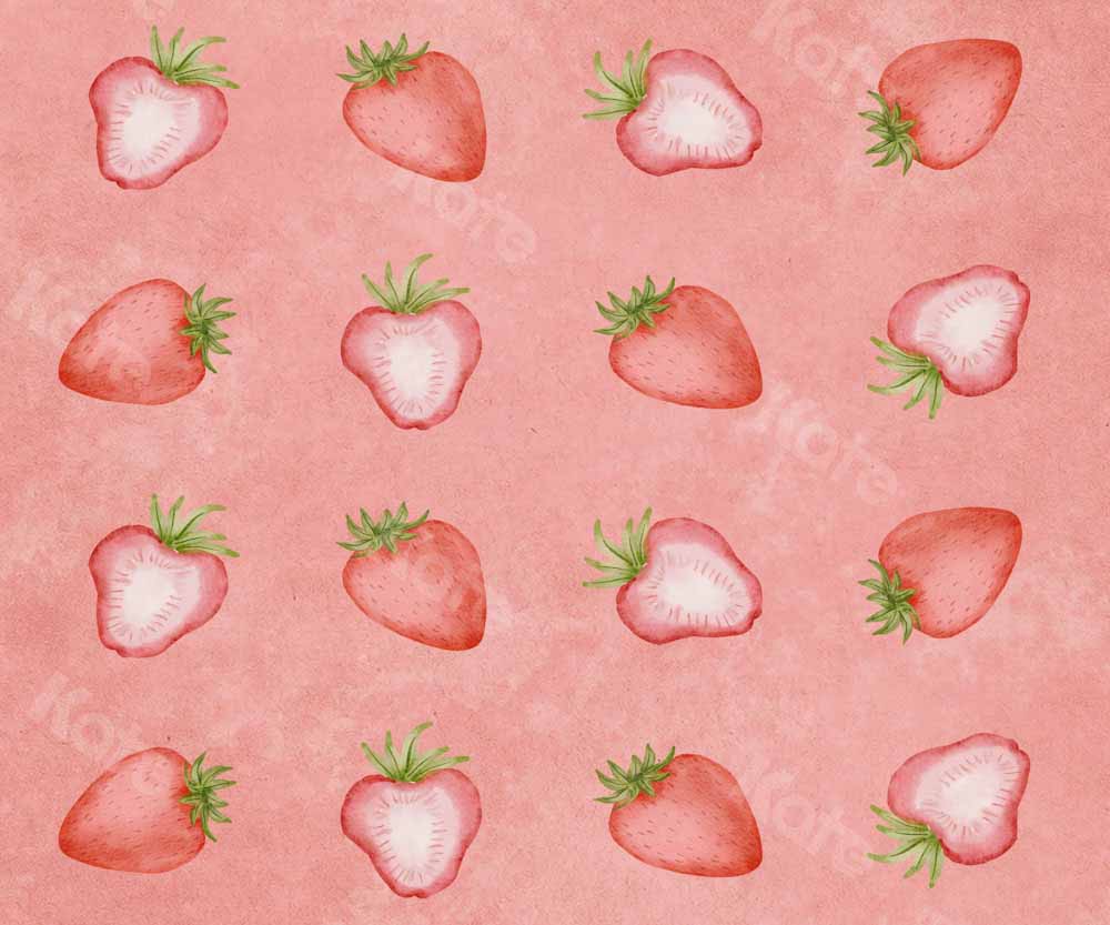 Kate Spring Backdrop Strawberry Watercolor Designed by Chain Photography