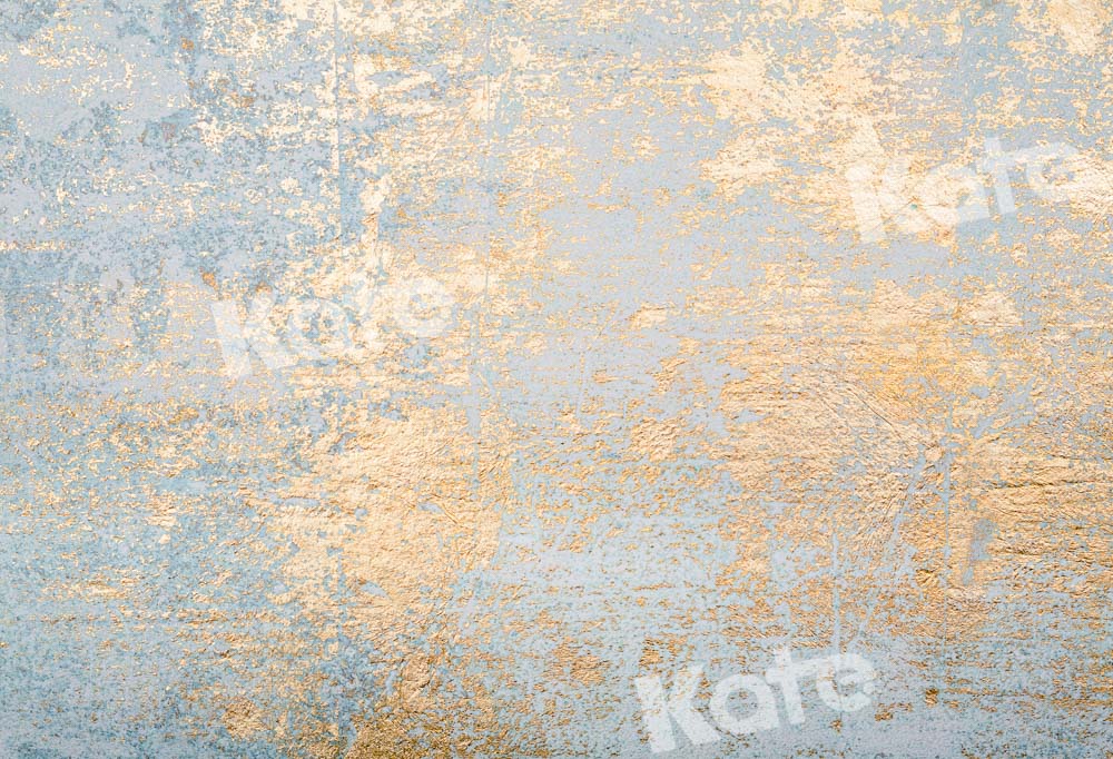 Kate Retro Wall Backdrop Mottled Light Blue Gold Designed by Chain Photography - Kate Backdrop AU