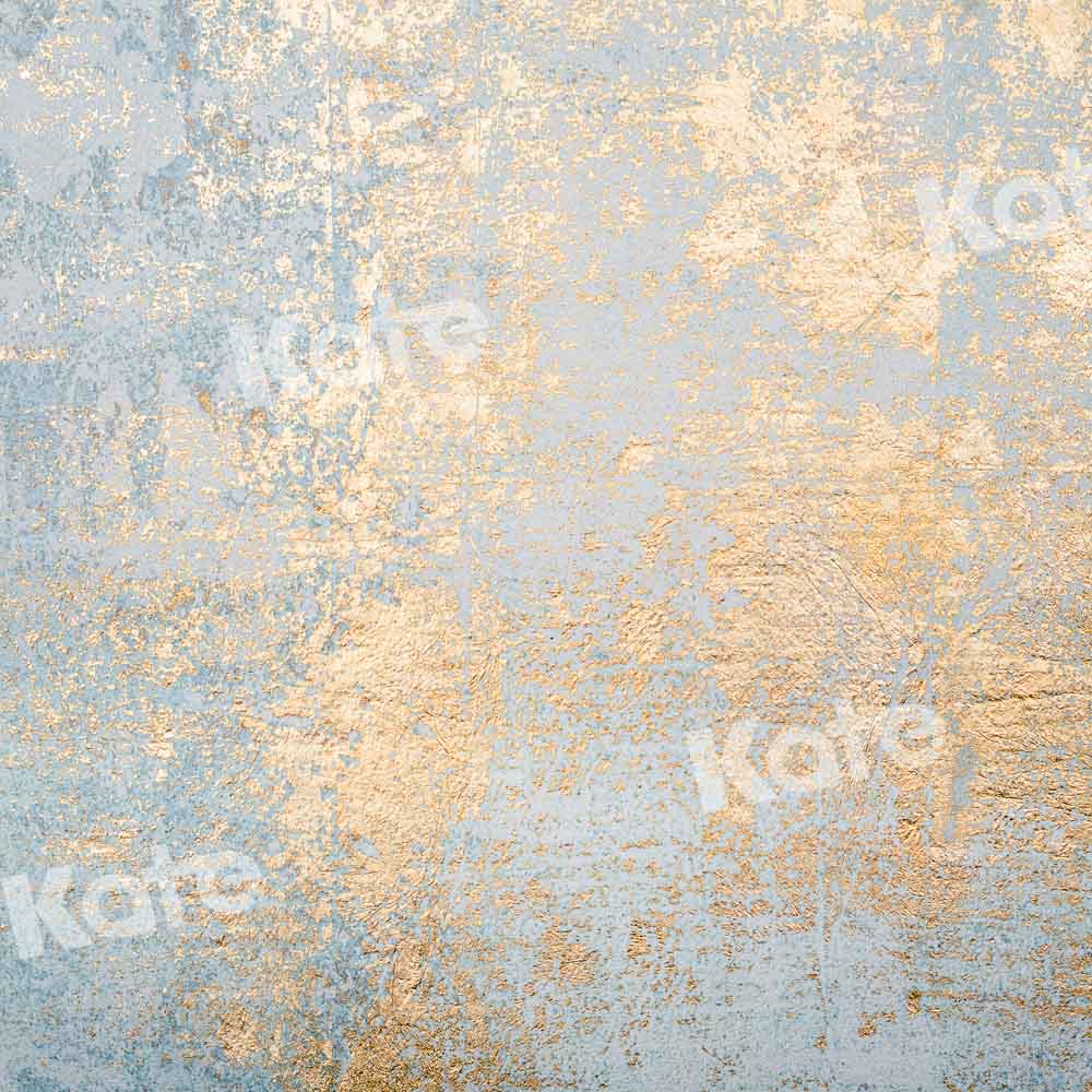 Kate Retro Wall Backdrop Mottled Light Blue Gold Designed by Chain Photography