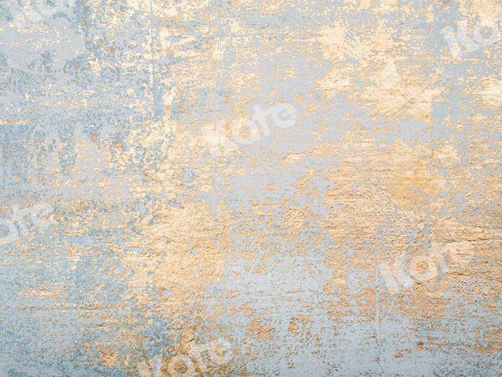 Kate Retro Wall Backdrop Mottled Light Blue Gold Designed by Chain Photography - Kate Backdrop AU