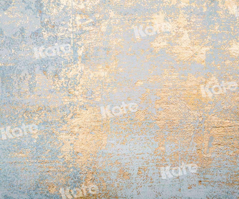 Kate Retro Wall Backdrop Mottled Light Blue Gold Designed by Chain Photography