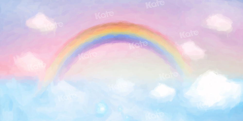 Kate Cake Smash Backdrop Cloud Rainbow Pink Blue Designed by Chain Photography
