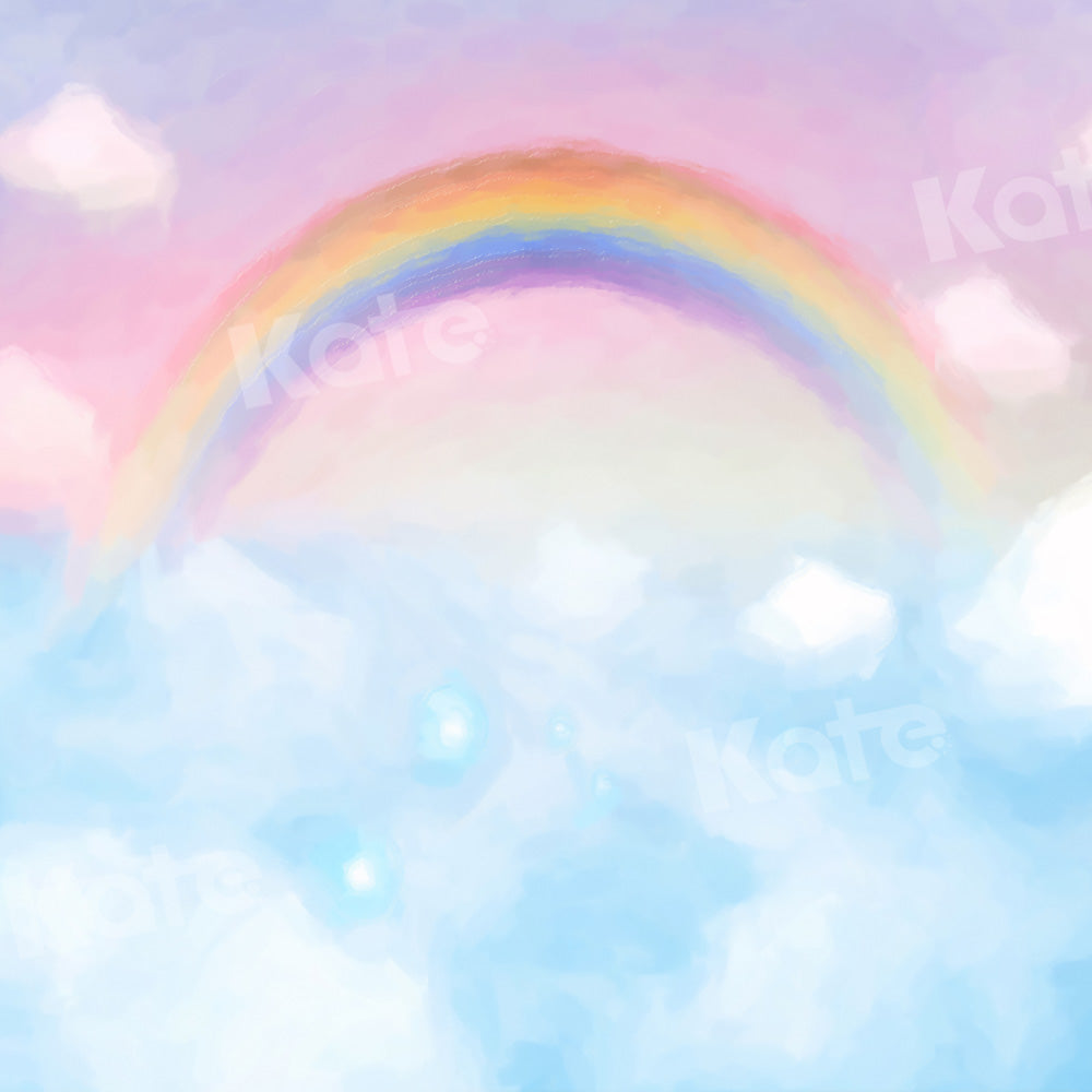 Kate Cake Smash Backdrop Cloud Rainbow Pink Blue Designed by Chain Photography - Kate Backdrop AU