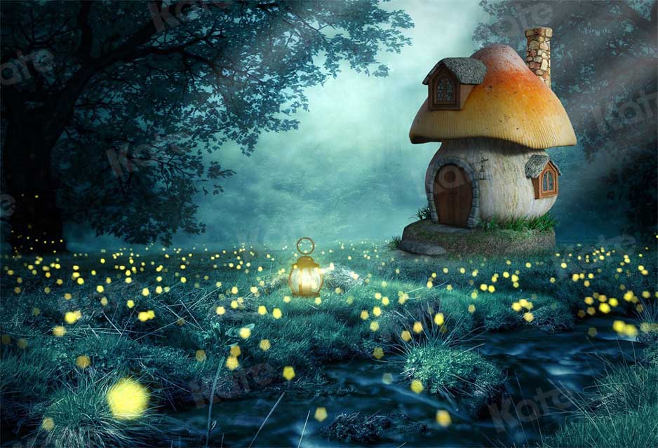 Kate Fairy Tale Forest Backdrop Mushroom Cottage for Photography - Kate Backdrop AU