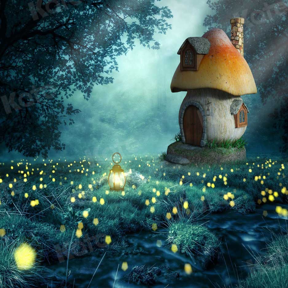 Kate Fairy Tale Forest Backdrop Mushroom Cottage for Photography - Kate Backdrop AU