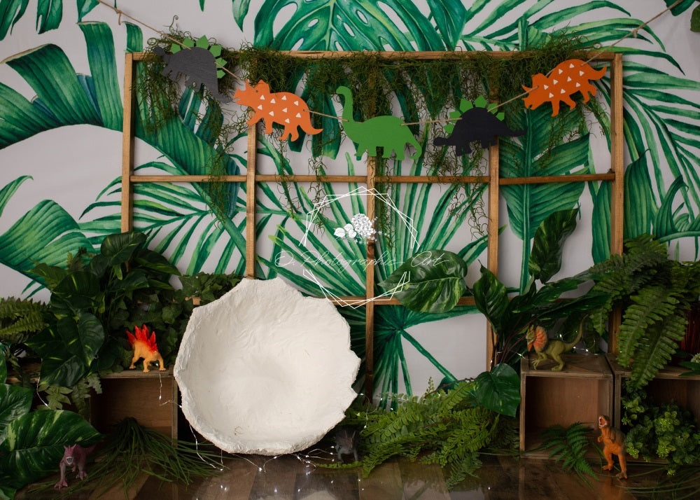 Kate Dinosaur Jungle Backdrop for Photography Designed by Jenna Onyia - Kate Backdrop AU